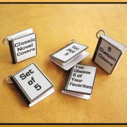 Custom Miniature Book Charms - Includes 5 in Set - You Pick Your Favorite Covers